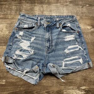 American Eagle Outfitters Light Blue Ripped Jean Shorts